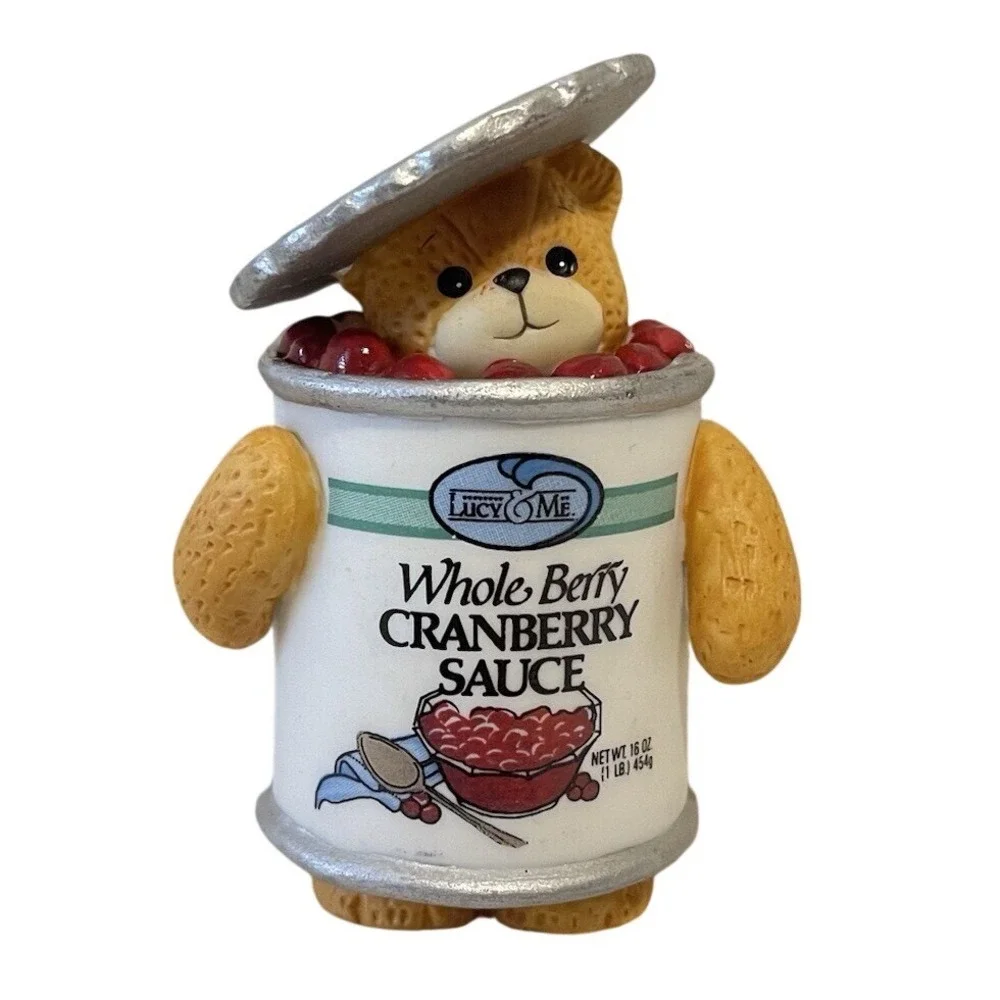 Lucy & Me Whole Berry Cranberry Sauce Bear Lucy Rigg Thanksgiving Ceramic Figure